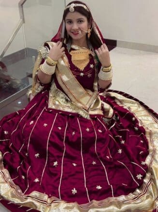 Satin Rajputi Poshak 24 Kali Blue Colour