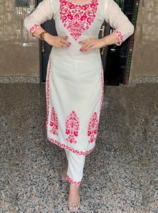 off white kurta set with dupatta