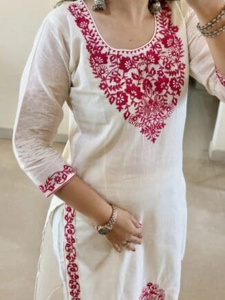 off white kurta set with dupatta