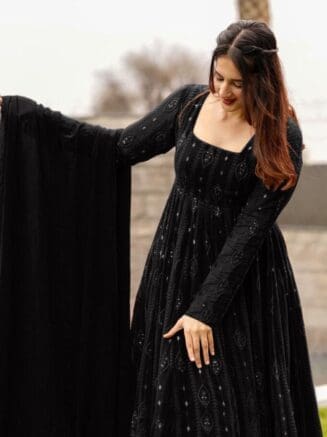 black anarkali kurta set
