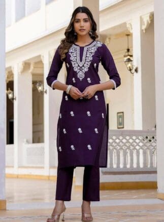 Purple Colour Kurta set for women