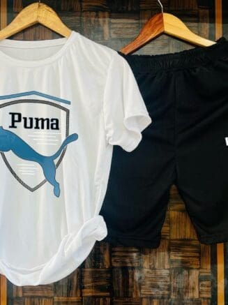 white black T-shirt and Shorts Combo