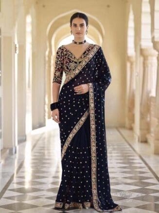 Buy Beautiful Black Saree with Blouse for Women