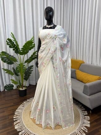 Buy Trendy Off White Saree for Women in India