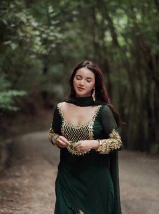 Buy Dark Green Embroidered Sharara Set in with Dupatta RjPoshak