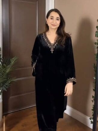 Black Velvet Designer Kurta Set – Party & Festive Wear | RjPoshak
