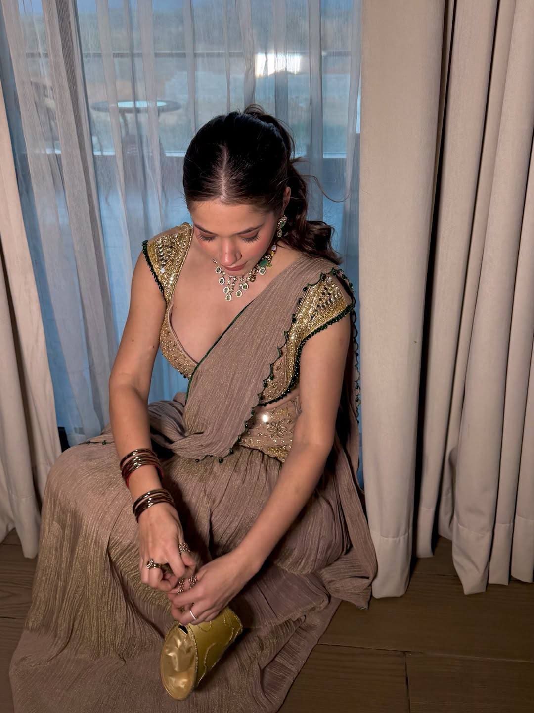 Designer Mirror Work Ready-to-Wear Saree with Blouse | RjPoshak