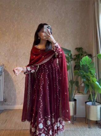 Designer Anarkali Suit with Dupatta – Festive & Party Wear | RjPoshak