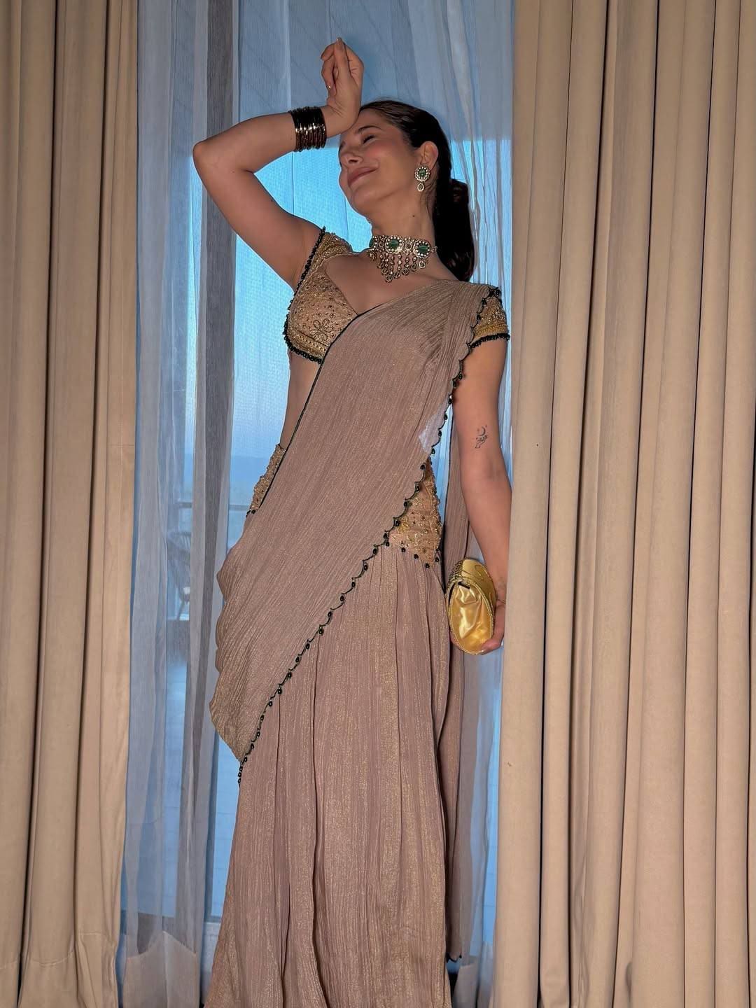Designer Mirror Work Ready-to-Wear Saree with Blouse | RjPoshak