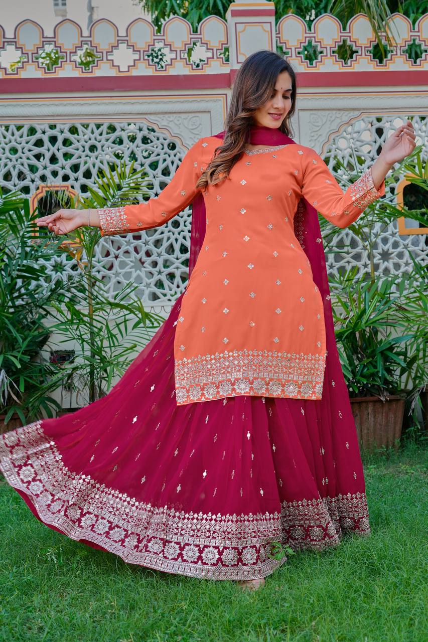 Buy Peach Palazzo Suit With RjPoshak