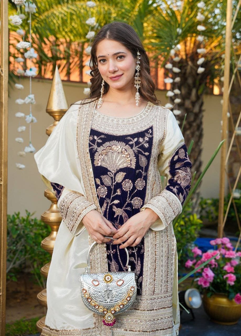 Off-White Bridal Kurta Palazzo Set RjPoshak